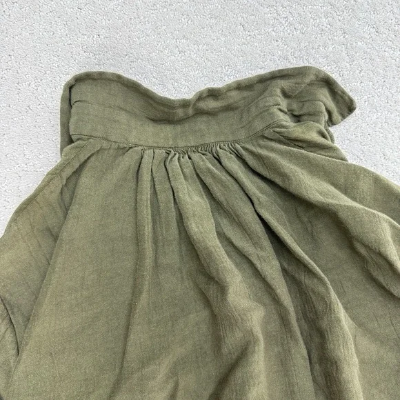 Runaway Bicycle Cotton Silk Poet Blouse Olive Handmade Size S/M $225 Lagenlook